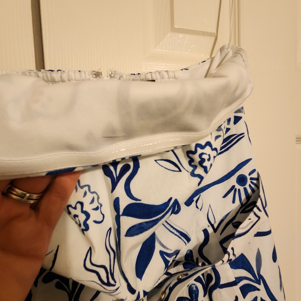 Rachel Zoe Women's White/Navy Strapless Tie Belt Maxi Dress Size 8 - Picture 9 of 12